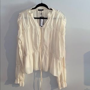 Cream long sleeve blouse